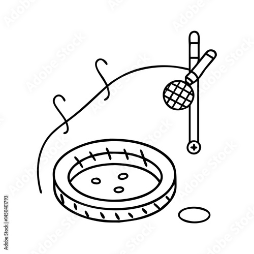 ice fishing hole icon, ice fishing hole line art - simple line art of ice fishing hole, perfect for ice fishing hole logos and icons