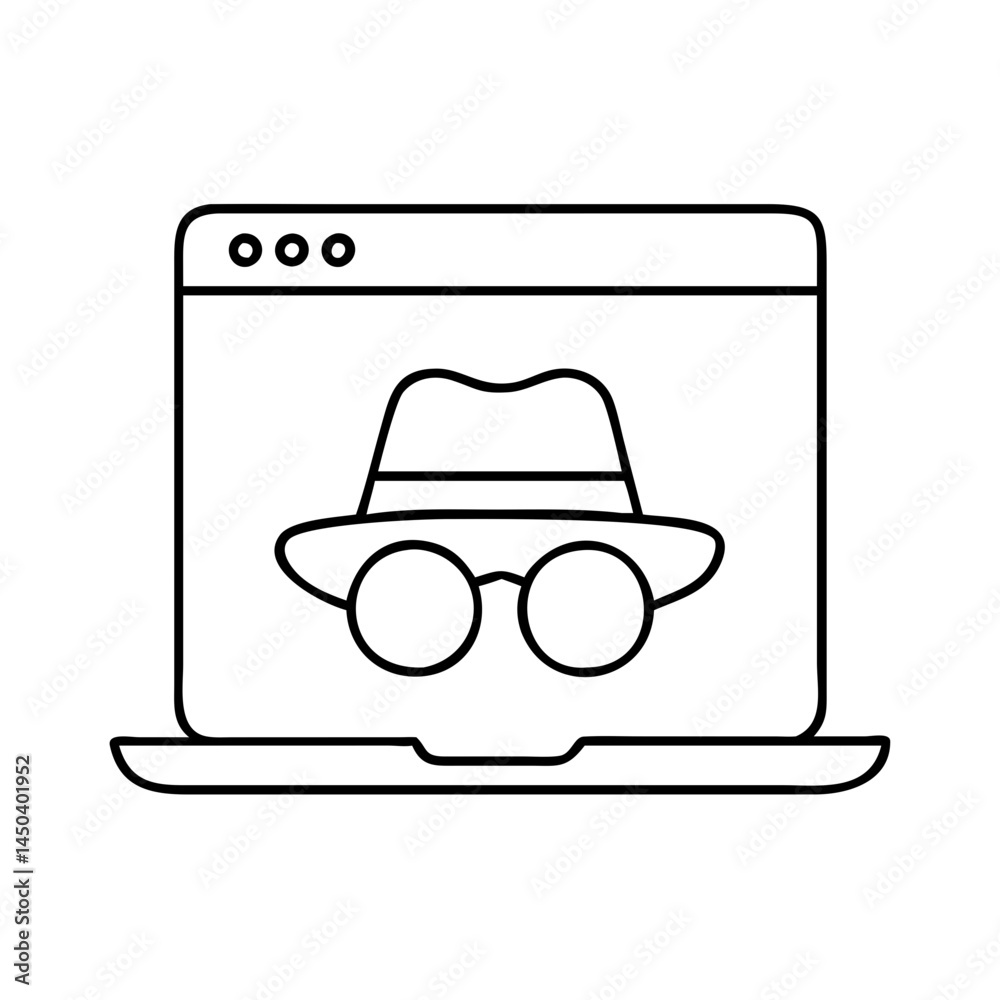 incognito mode icon, incognito mode line art - simple line art of incognito mode, perfect for incognito mode logos and icons incognito mode icon, incognito mode line art - simple line art of incognito mode, perfect for incognito mode logos and icons