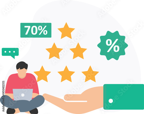 A customer is leaving positive feedback with a five-star rating, expressing their satisfaction with excellent service. The customer highlights their great experience and the quality of service