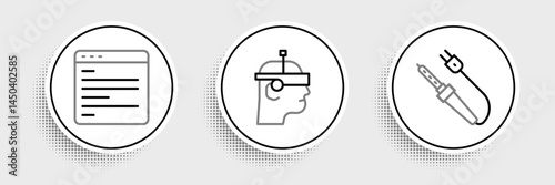 Set line Soldering iron, Computer api interface and Smart glasses icon. Vector