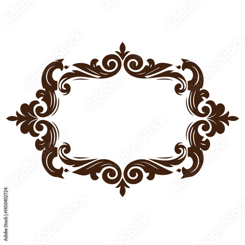 Floral border shapes set with heritage design inspiration created in clean symmetrical format for high-end stationery

