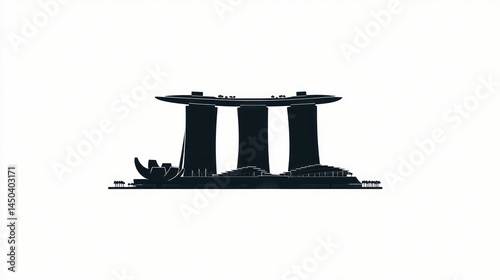 Silhouette of Marina Bay Sands, Singapore skyline, modern architecture