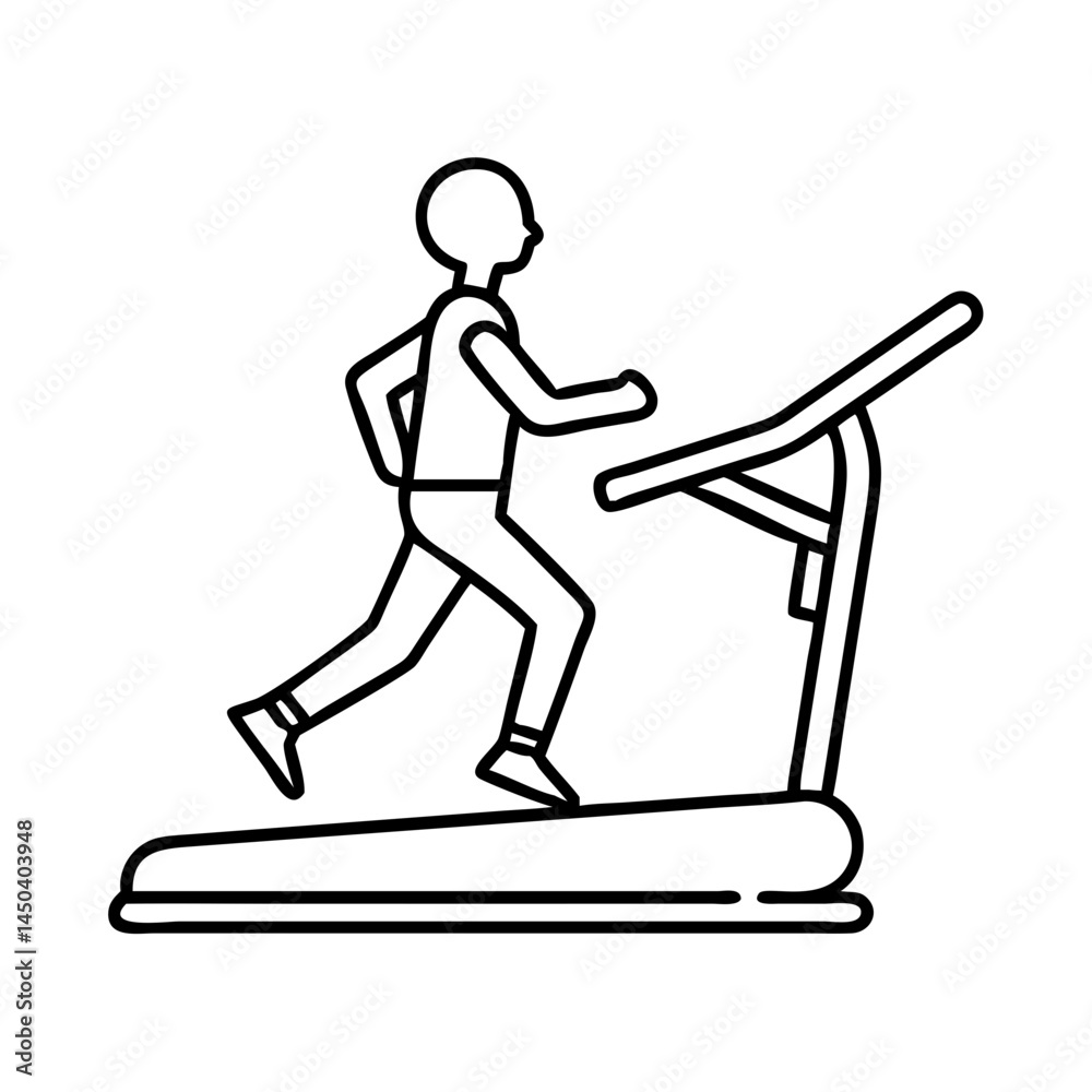 jogging on treadmill icon, jogging on treadmill line art - simple line art of jogging on treadmill, perfect for jogging on treadmill logos and icons jogging on treadmill icon, jogging on treadmill line art - simple line art of jogging on treadmill, perfect for jogging on treadmill logos and icons