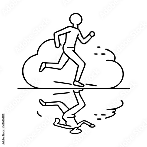 jogging reflection in puddle icon, jogging reflection in puddle line art - simple line art of jogging reflection in puddle, perfect for jogging reflection in puddle logos and icons