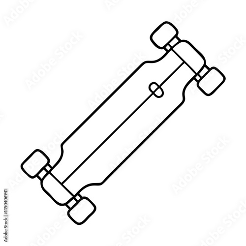 longboard icon, longboard line art - simple line art of longboard, perfect for longboard logos and icons
