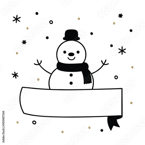 snowman with a broom vector silhouette