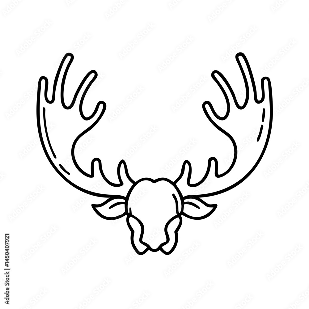 moose antlers icon, moose antlers line art - simple line art of moose antlers, perfect for moose antlers logos and icons