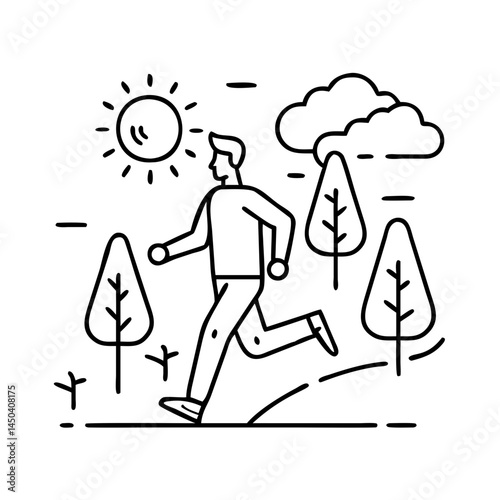 morning jog icon, morning jog line art - simple line art of morning jog, perfect for morning jog logos and icons