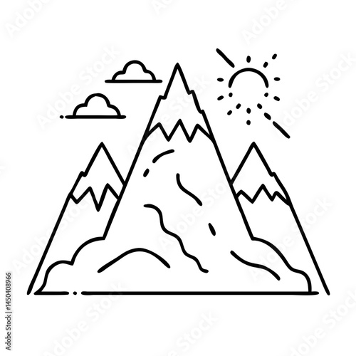 mountain peak icon, mountain peak line art - simple line art of mountain peak, perfect for mountain peak logos and icons