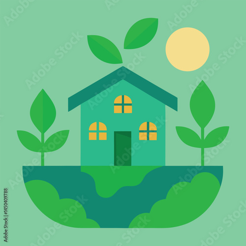  house with leaves vector silhouette 