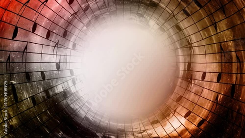 music notes in space with stars. abstract color background. Loop Animation.