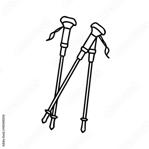 nordic walking poles icon, nordic walking poles line art - simple line art of nordic walking poles, perfect for nordic walking poles logos and icons