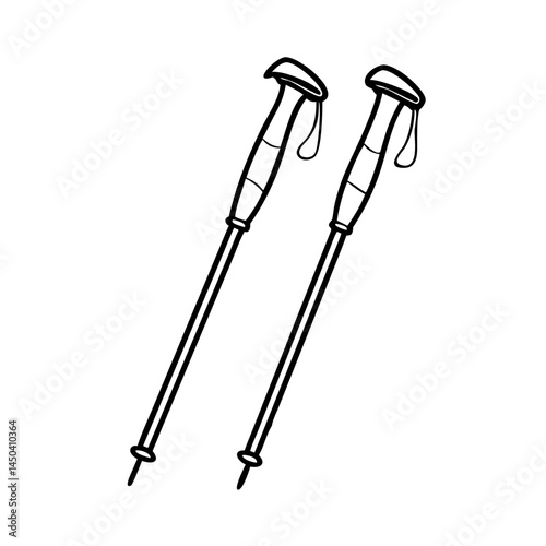 nordic walking poles icon, nordic walking poles line art - simple line art of nordic walking poles, perfect for nordic walking poles logos and icons