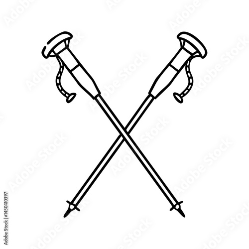 nordic walking poles icon, nordic walking poles line art - simple line art of nordic walking poles, perfect for nordic walking poles logos and icons