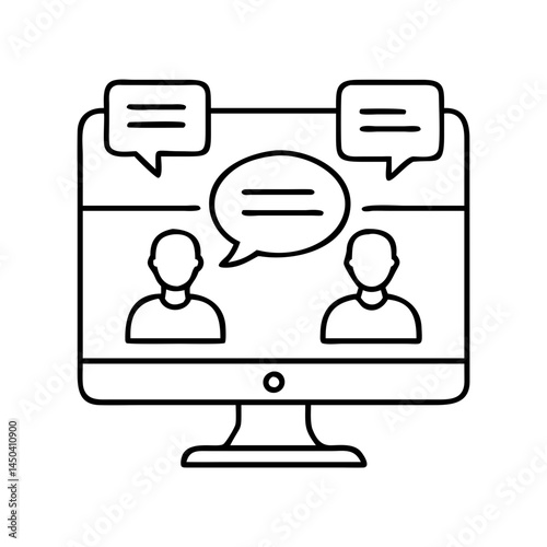 online forum icon, online forum line art - simple line art of online forum, perfect for online forum logos and icons