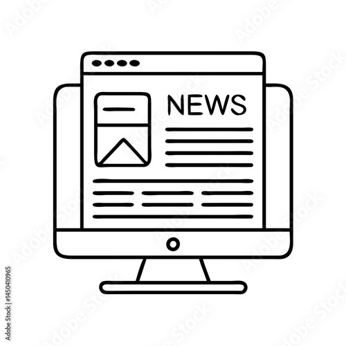 online news article icon, online news article line art - simple line art of online news article, perfect for online news article logos and icons