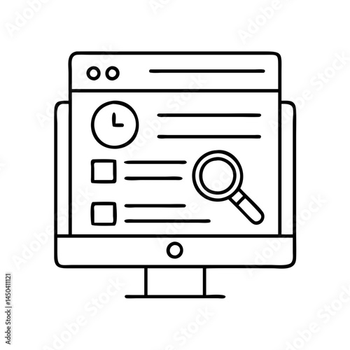 online search results icon, online search results line art - simple line art of online search results, perfect for online search results logos and icons