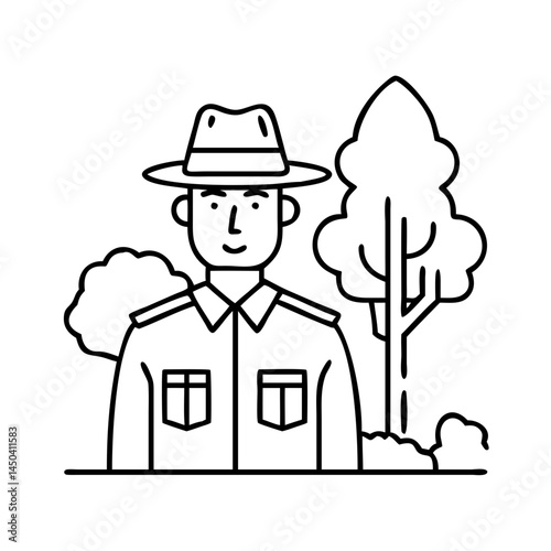 park ranger icon, park ranger line art - simple line art of park ranger, perfect for park ranger logos and icons