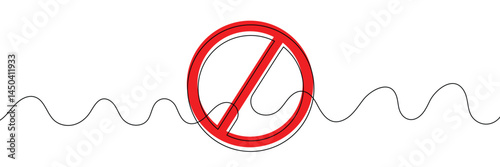 Linear prohibition continuous sign vector. Stop sign drawn line. The no sign is a continuous line. Vector linear design ban .Vector Illustration .EPS 10 .