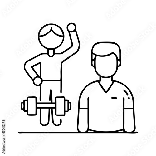 personal trainer icon, personal trainer line art - simple line art of personal trainer, perfect for personal trainer logos and icons
