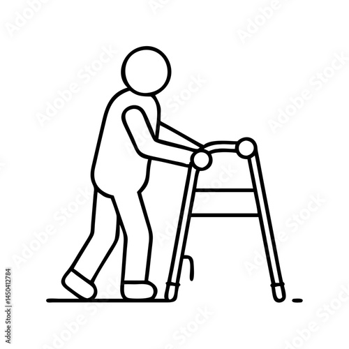 person with walking frame icon, person with walking frame line art - simple line art of person with walking frame, perfect for person with walking frame logos and icons