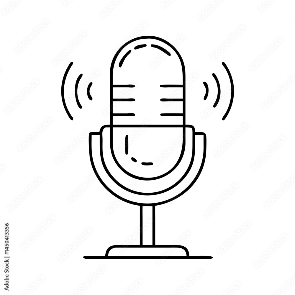 podcast microphone icon, podcast microphone line art - simple line art of podcast microphone, perfect for podcast microphone logos and icons podcast microphone icon, podcast microphone line art - simple line art of podcast microphone, perfect for podcast microphone logos and icons