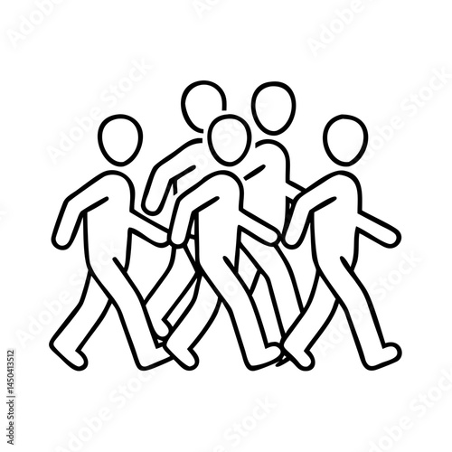 power walking group icon, power walking group line art - simple line art of power walking group, perfect for power walking group logos and icons