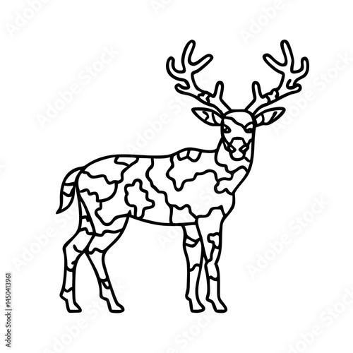 deer camo pattern icon, deer camo pattern line art - simple line art of deer camo pattern, perfect for deer camo pattern logos and icons