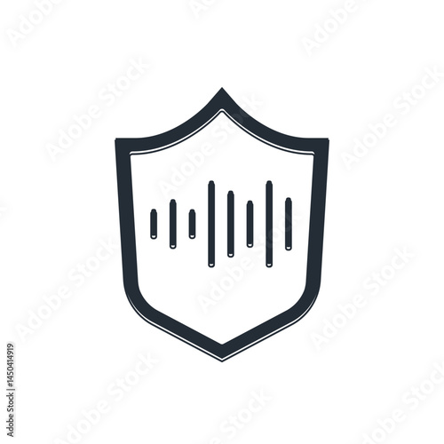 Black Shield voice recognition icon isolated on white background. Voice biometric access authentication for personal identity recognition. Vector