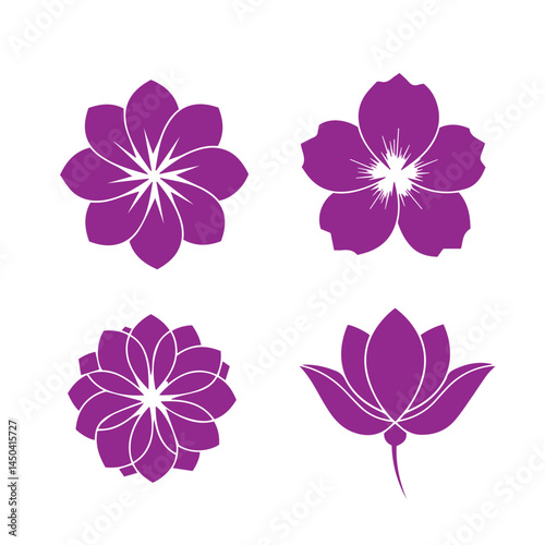 Botanical flower illustration pack featuring detailed hand-drawn bloom silhouettes ideal for craft and digital surface design

