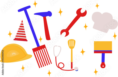Colorful Collection of Profession-Themed Icons