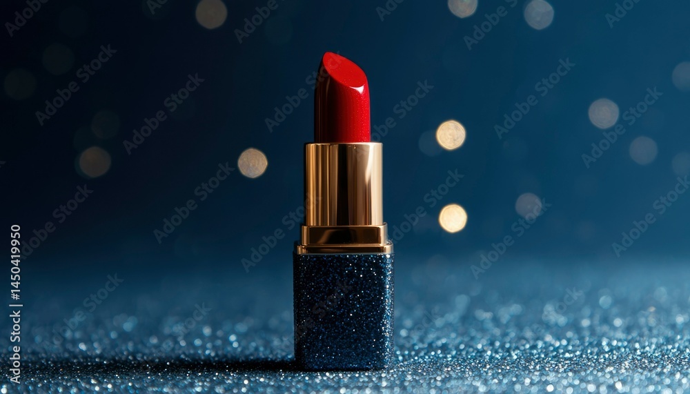 Red lipstick on glitter Red lipstick on glitter