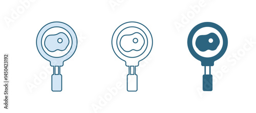 Blue Fried eggs on frying pan icon isolated on white background. Fry or roast food symbol. Vector