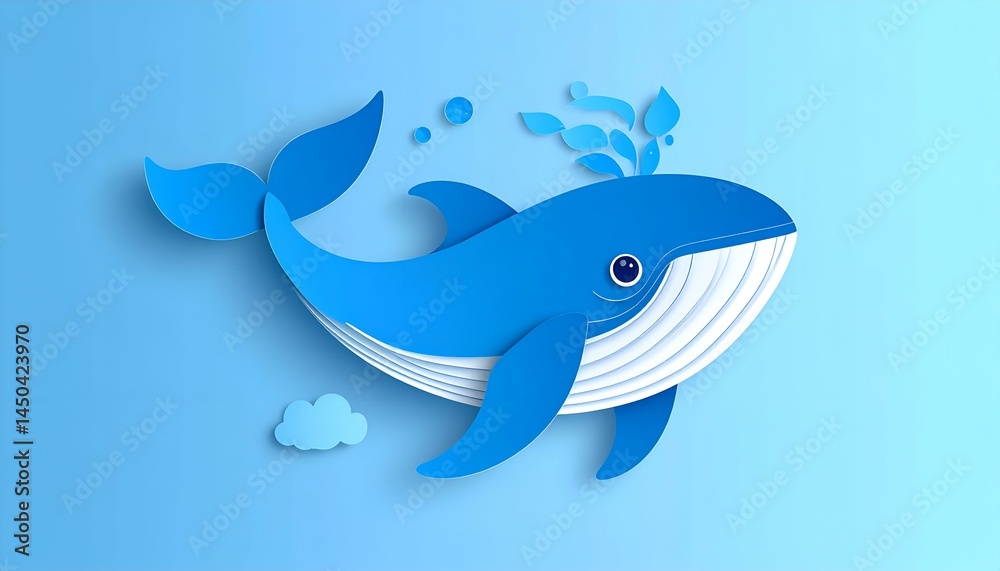 Fototapeta premium blue whale cartoon