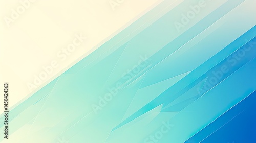 Modern abstract background featuring dynamic diagonal shapes and lines in bright cyan blue blending into a light beige textured area. 