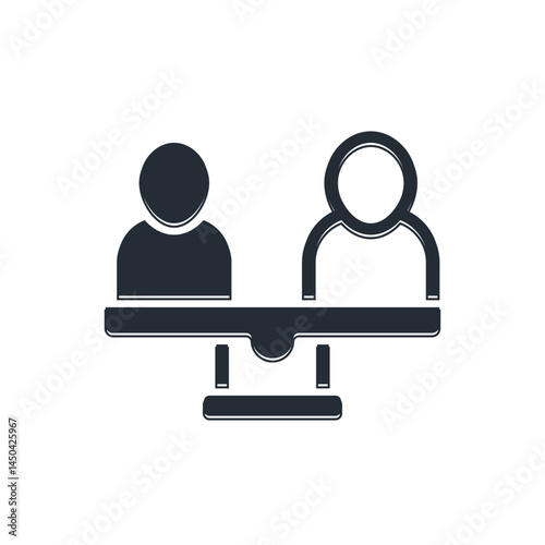 Black Gender equality icon isolated on white background. Equal pay and opportunity business concept. Vector