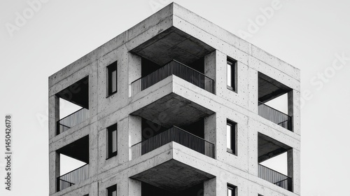 Wallpaper Mural Modern Concrete Building Geometric Design Black and White Minimalist Architecture Torontodigital.ca