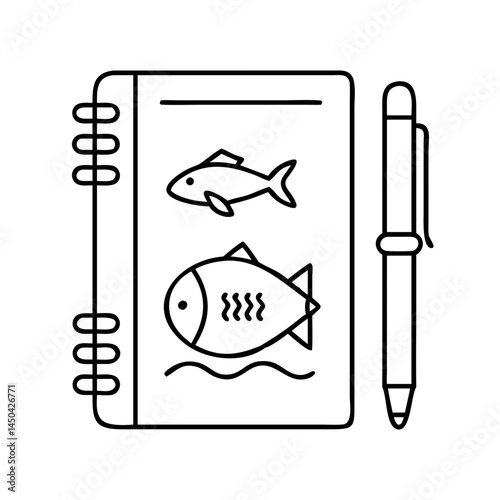 angler s journal icon, angler s journal line art - simple line art of angler s journal, perfect for angler s journal logos and icons