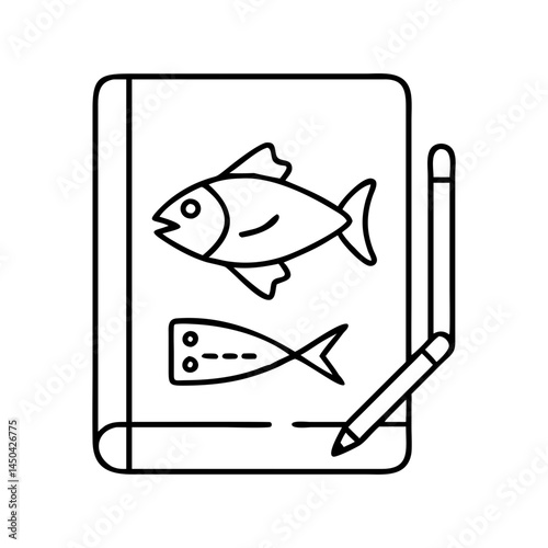 angler s journal icon, angler s journal line art - simple line art of angler s journal, perfect for angler s journal logos and icons
