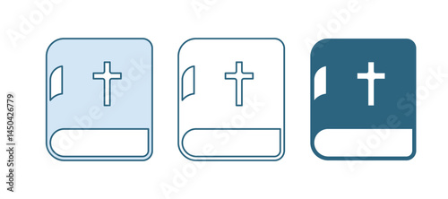 Blue Holy bible book icon isolated on white background. Vector