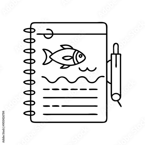 angler s journal icon, angler s journal line art - simple line art of angler s journal, perfect for angler s journal logos and icons