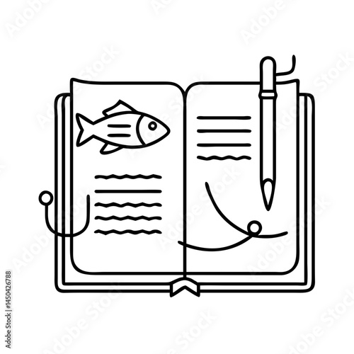 angler s journal icon, angler s journal line art - simple line art of angler s journal, perfect for angler s journal logos and icons