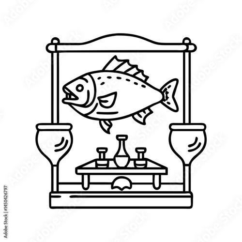 angler s trophy wall icon, angler s trophy wall line art - simple line art of angler s trophy wall, perfect for angler s trophy wall logos and icons