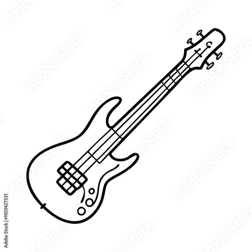 bass guitar icon, bass guitar line art - simple line art of bass guitar, perfect for bass guitar logos and icons