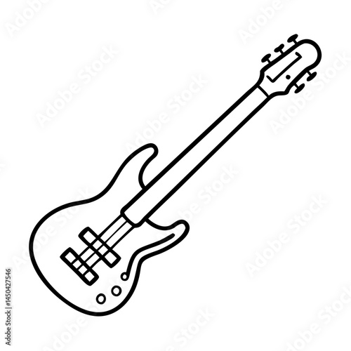 bass guitar icon, bass guitar line art - simple line art of bass guitar, perfect for bass guitar logos and icons