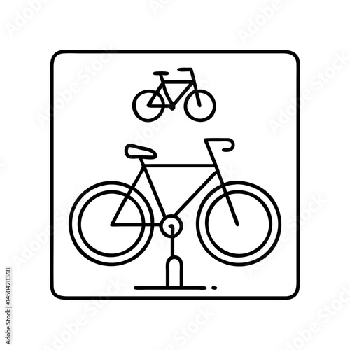 bicycle parking sign icon, bicycle parking sign line art - simple line art of bicycle parking sign, perfect for bicycle parking sign logos and icons