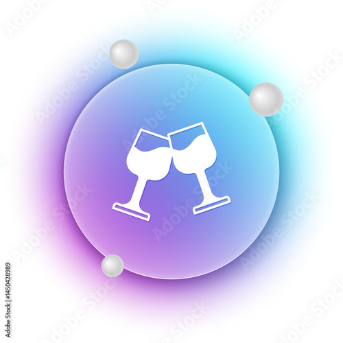 White Wine glass icon isolated on white background. Wineglass sign. Blue and purple gradient circle background. Vector