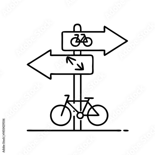 bike route directional sign icon, bike route directional sign line art - simple line art of bike route directional sign, perfect for bike route directional sign logos and icons