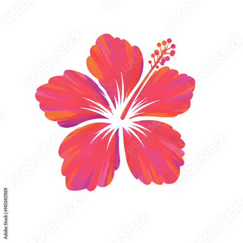 Hibiscus flower petal Brush Stroke Icon at png background