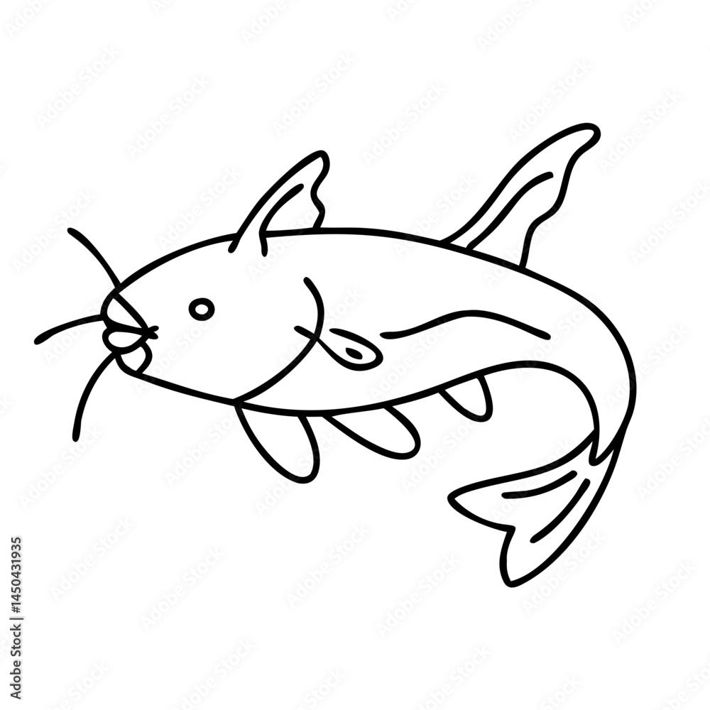 Obraz premium catfish icon, catfish line art - simple line art of catfish, perfect for catfish logos and icons